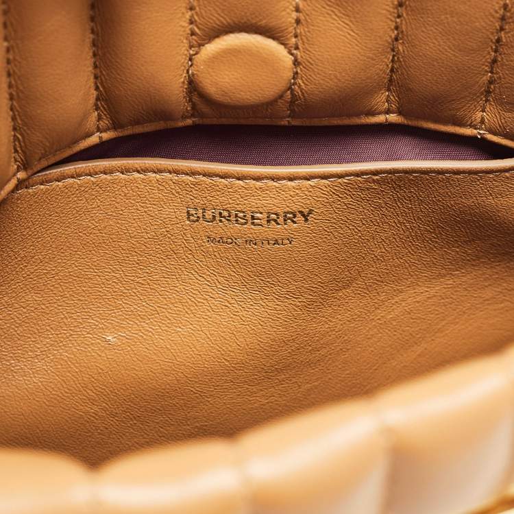Pre Owned Burberry Marple Brown Embossed Check Leather Small Lola Bucket Bag