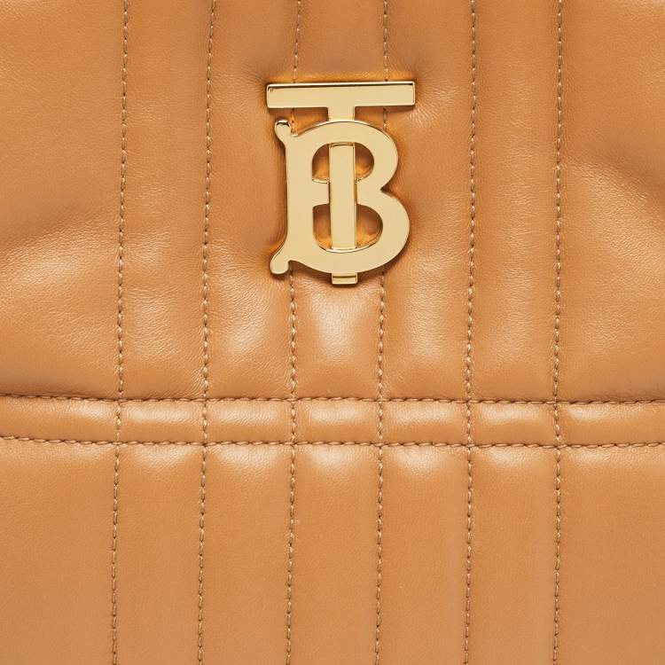 Pre Owned Burberry Marple Brown Embossed Check Leather Small Lola Bucket Bag