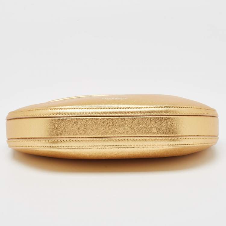 Pre Owned Burberry Gold Leather Mini Olympia Zip Chain Bag