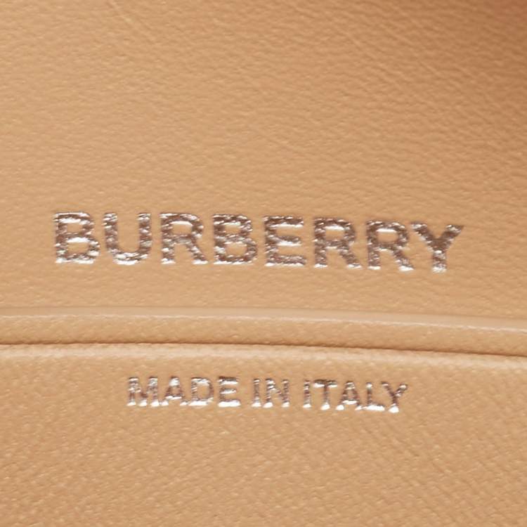 Pre Owned Burberry Gold Leather Mini Olympia Zip Chain Bag
