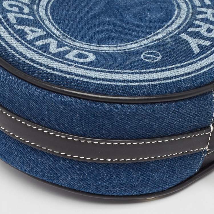 Pre Owned Burberry Blue/Black Denim and Leather Louise Round Crossbody Bag