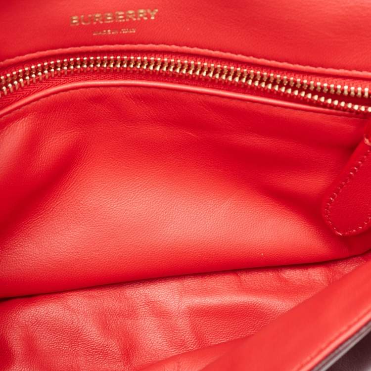 Pre Owned Burberry Maroon Leather Small Olympia Shoulder Bag