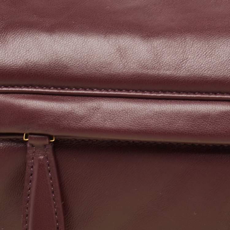 Pre Owned Burberry Maroon Leather Small Olympia Shoulder Bag