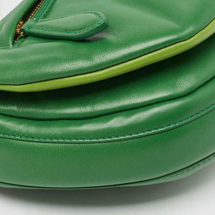 Pre Owned Burberry Green Leather Small Olympia Shoulder Bag