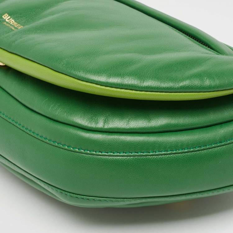 Pre Owned Burberry Green Leather Small Olympia Shoulder Bag