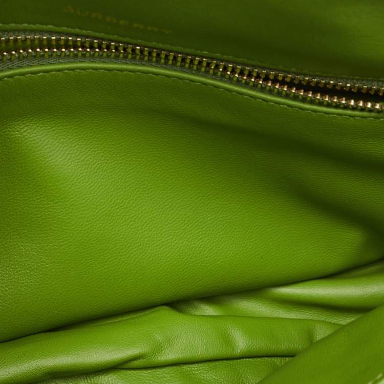 Pre Owned Burberry Green Leather Small Olympia Shoulder Bag