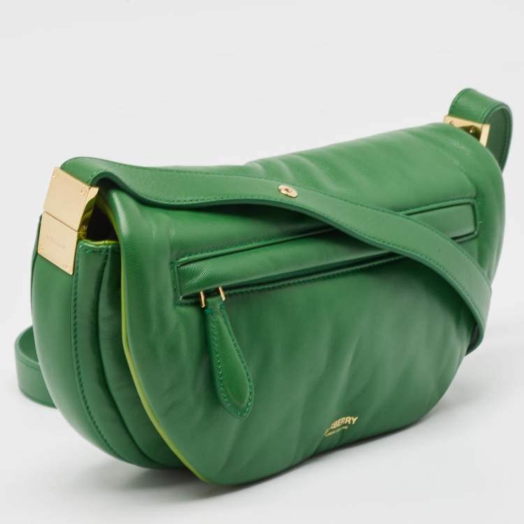Pre Owned Burberry Green Leather Small Olympia Shoulder Bag