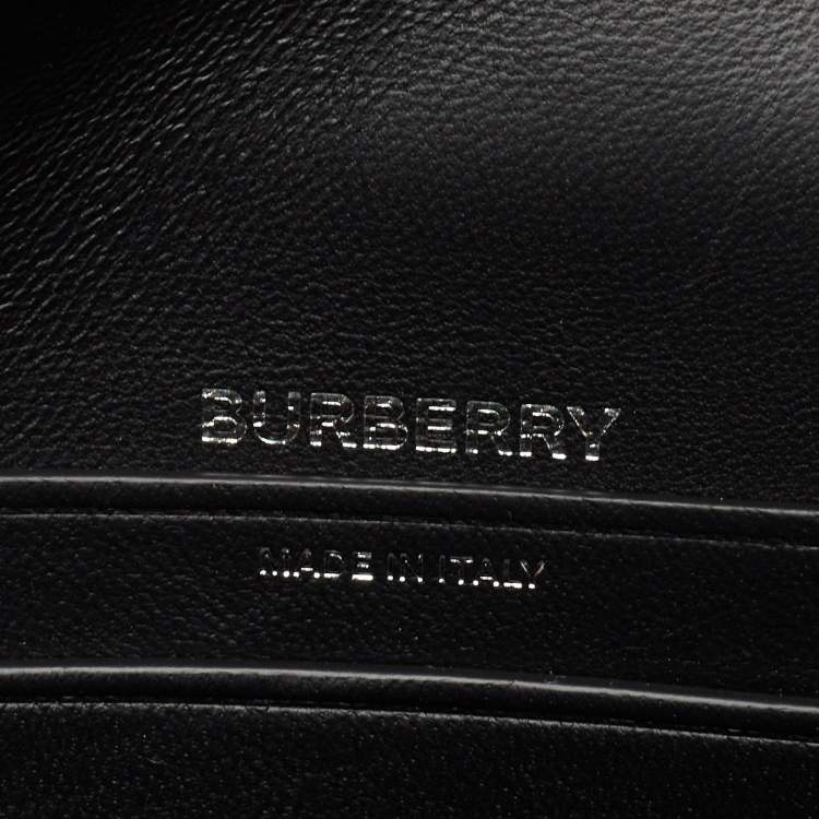 Pre Owned Burberry Black/White Canvas and Leather Small Olympia Shoulder Bag