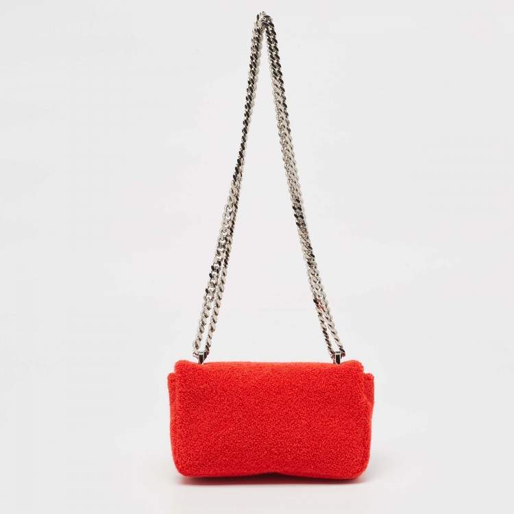 Pre Owned Burberry Red Terry Fabric Mini Love Lola Shoulder Bag