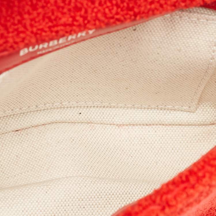 Pre Owned Burberry Red Terry Fabric Mini Love Lola Shoulder Bag
