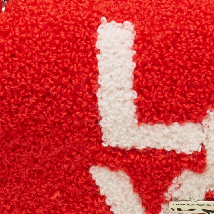 Pre Owned Burberry Red Terry Fabric Mini Love Lola Shoulder Bag