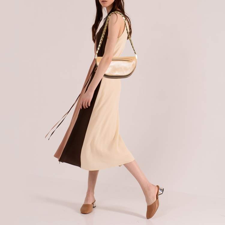 Pre Owned Burberry Beige Soft Leather Small Olympia Bag