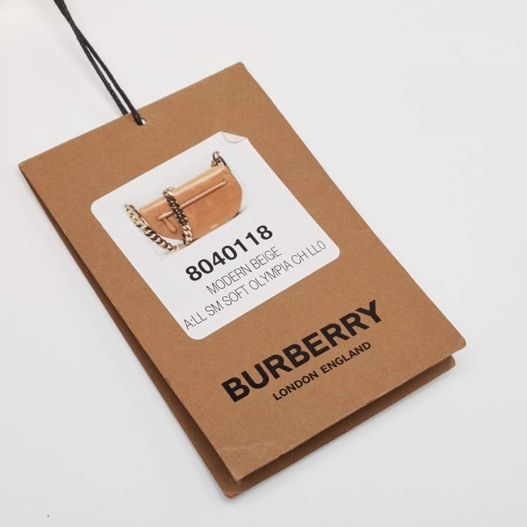 Pre Owned Burberry Beige Soft Leather Small Olympia Bag