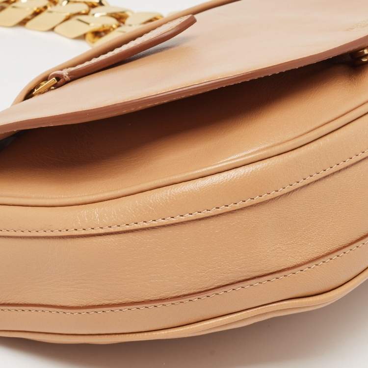 Pre Owned Burberry Beige Soft Leather Small Olympia Bag