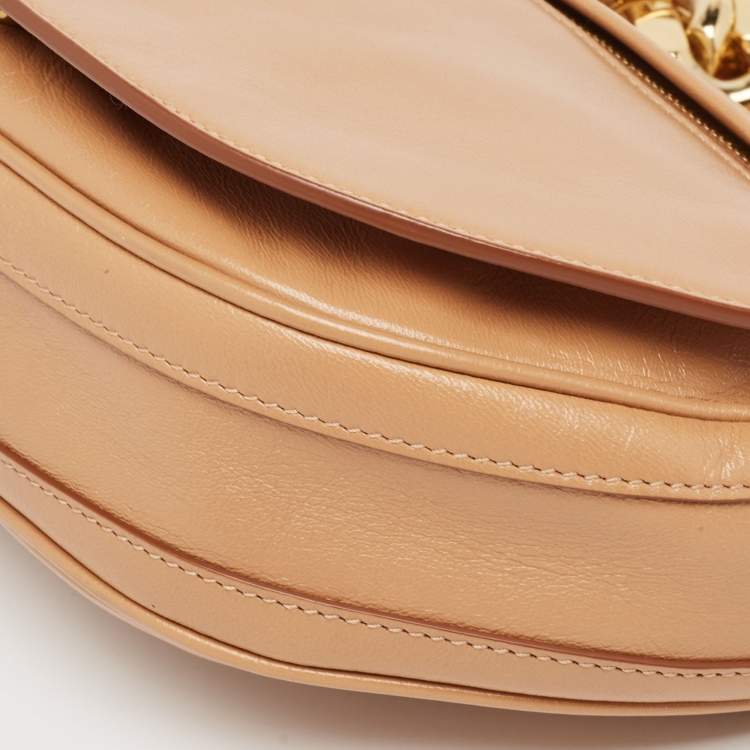 Pre Owned Burberry Beige Soft Leather Small Olympia Bag