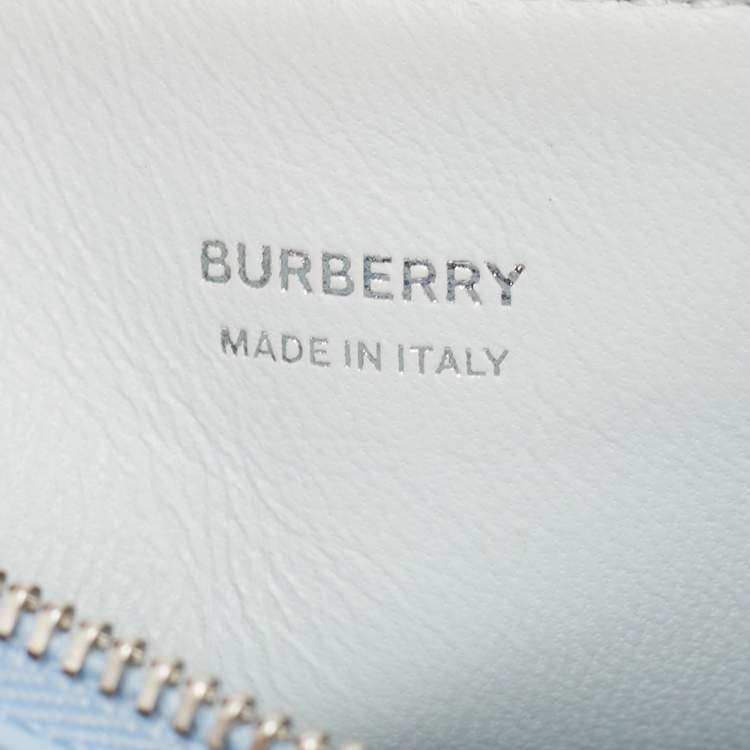 Pre Owned Burberry Pale Blue Leather Mini Double Olympia Clutch