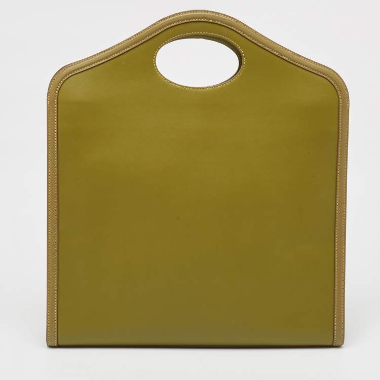 Pre Owned Burberry Green/Blue Leather Medium Pocket Bag