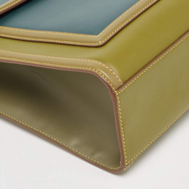 Pre Owned Burberry Green/Blue Leather Medium Pocket Bag