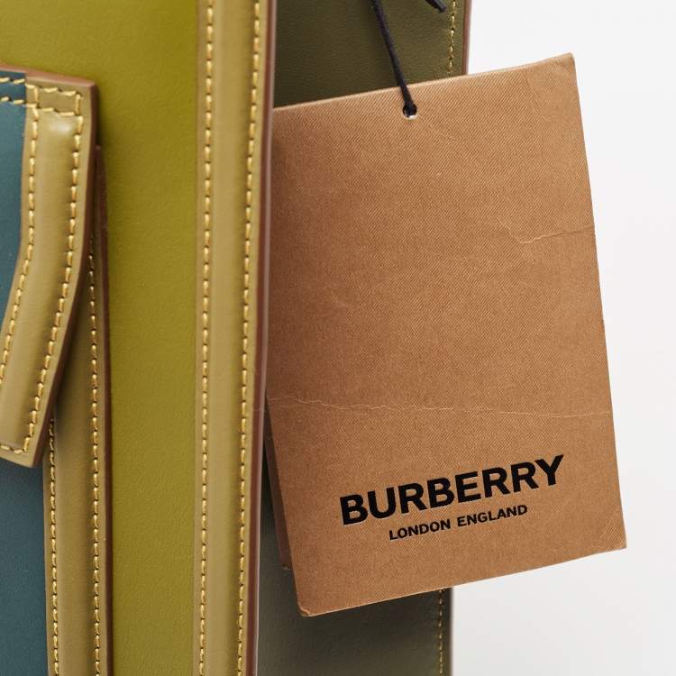 Pre Owned Burberry Green/Blue Leather Medium Pocket Bag