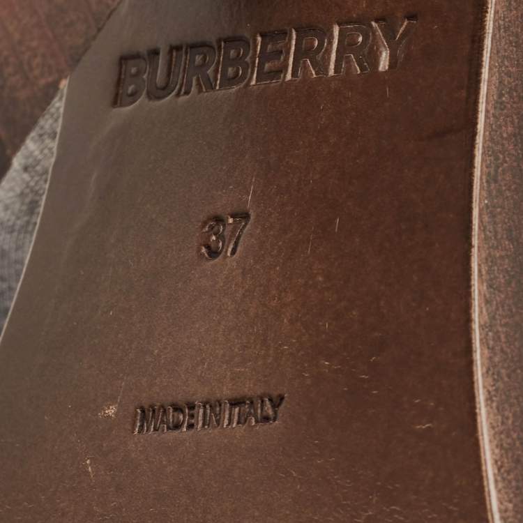 Pre Owned Burberry Grey Fabric Mule Sandals Size 37