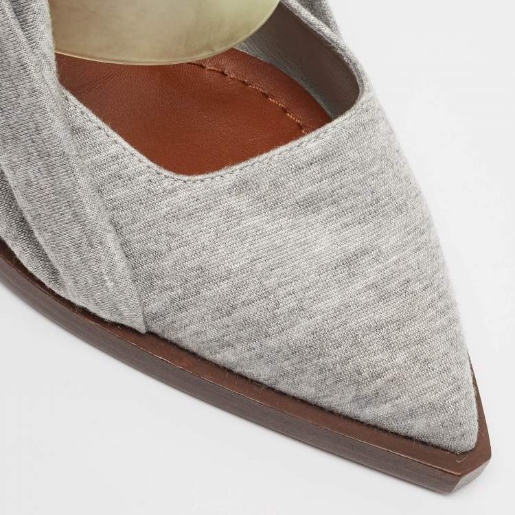 Pre Owned Burberry Grey Fabric Mule Sandals Size 37
