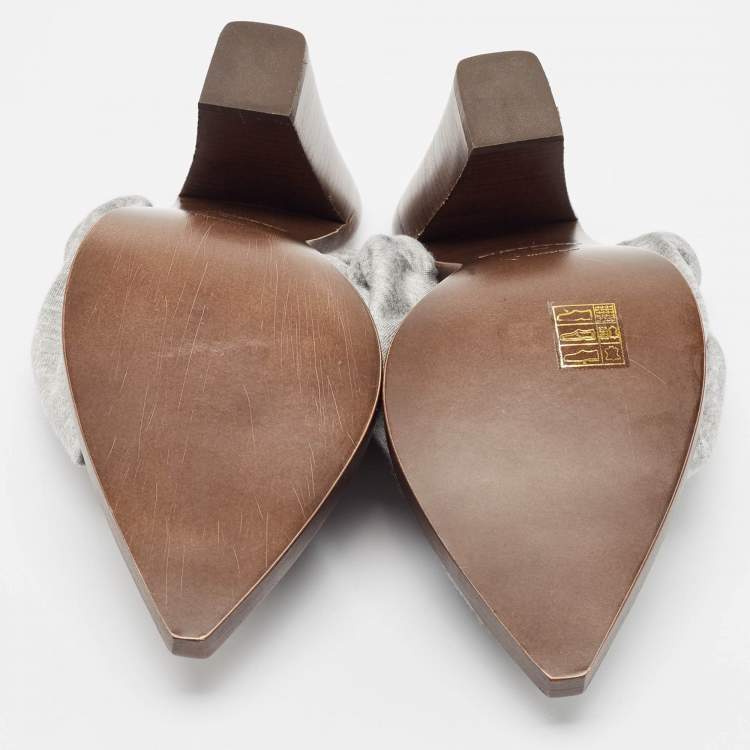 Pre Owned Burberry Grey Fabric Mule Sandals Size 37