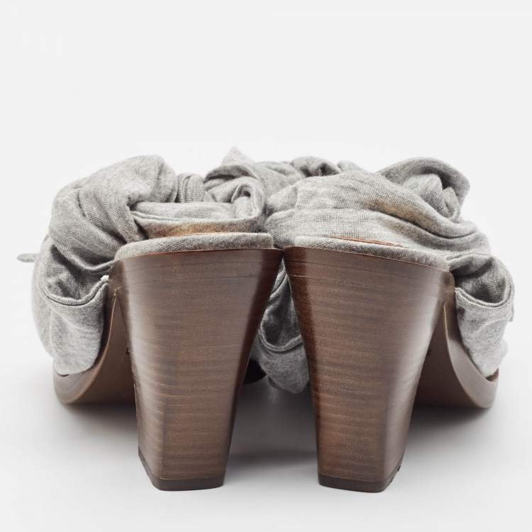 Pre Owned Burberry Grey Fabric Mule Sandals Size 37
