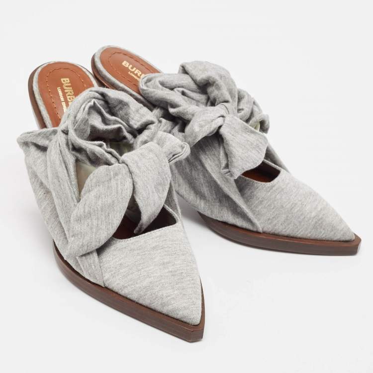 Pre Owned Burberry Grey Fabric Mule Sandals Size 37