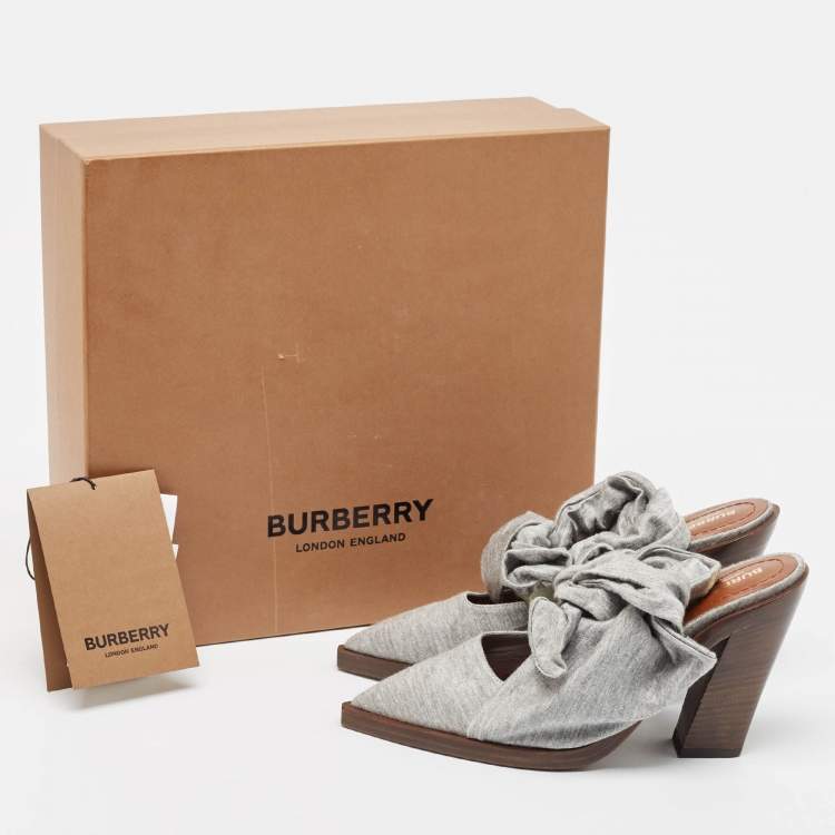 Pre Owned Burberry Grey Fabric Mule Sandals Size 37