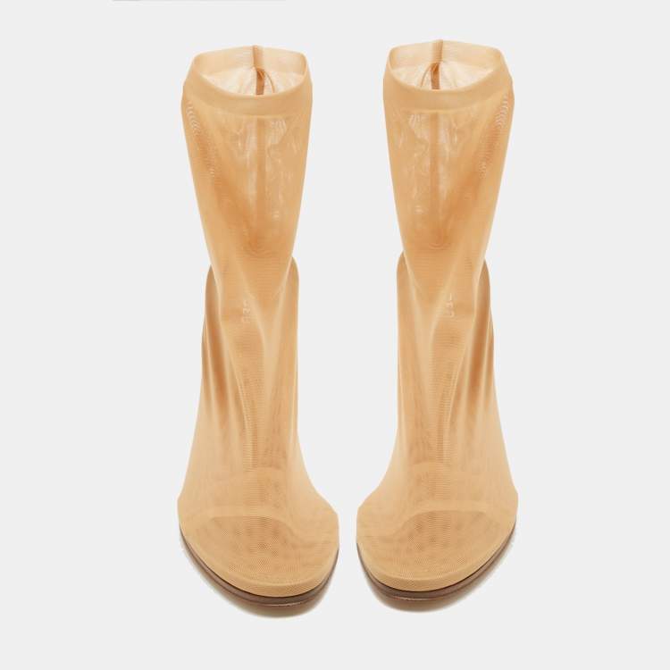 Pre Owned Burberry Beige Lace Ankle Length Boots Size 39
