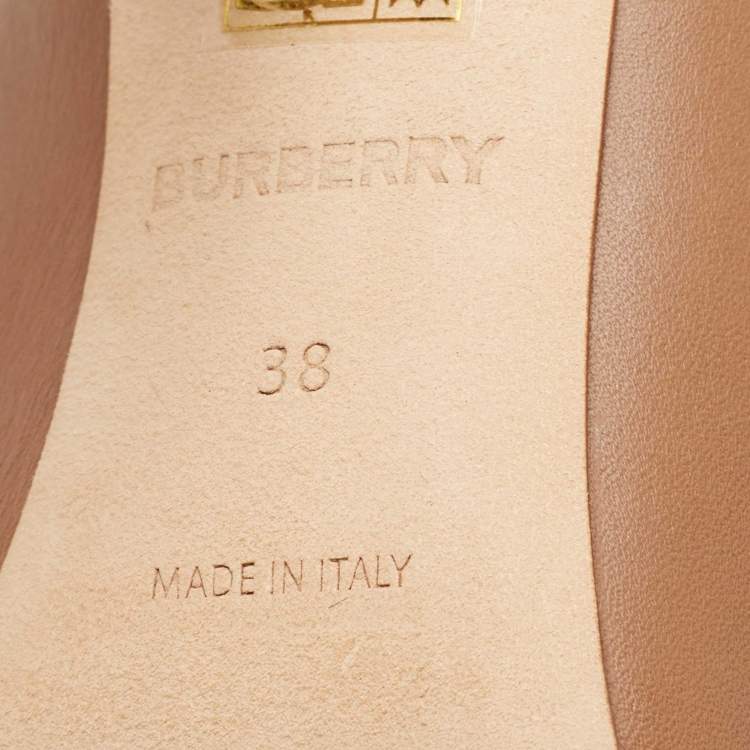 Pre Owned Burberry Brown Leather Peep Toe Ankle Length Boots Size 38