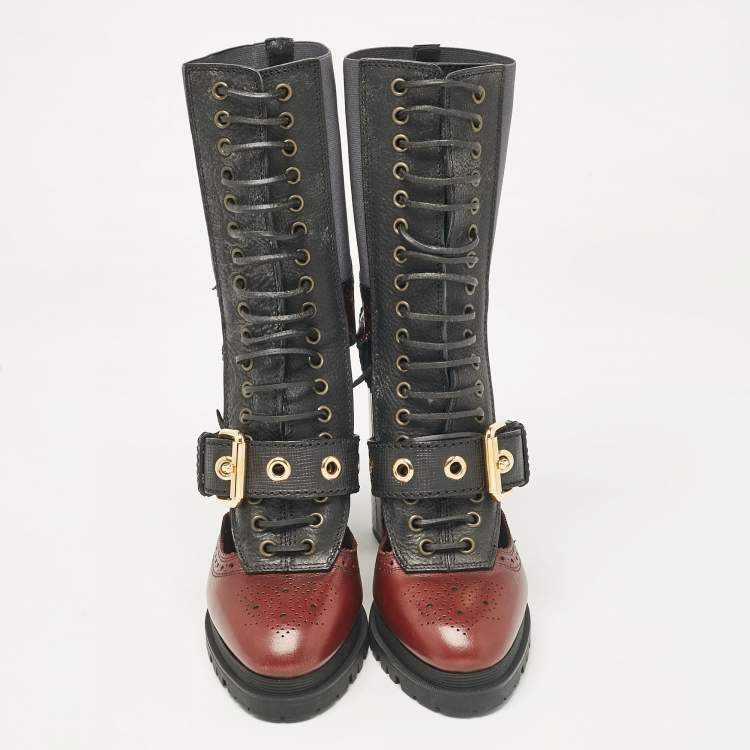 Pre Owned Burberry Multicolor Snakeskin and Leather Westmarsh Ankle Boots Size 41