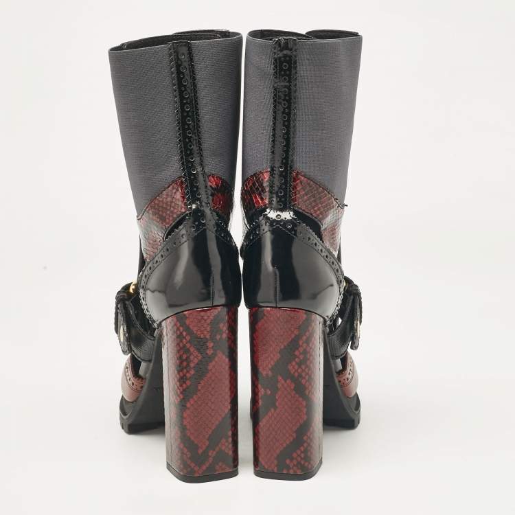 Pre Owned Burberry Multicolor Snakeskin and Leather Westmarsh Ankle Boots Size 41