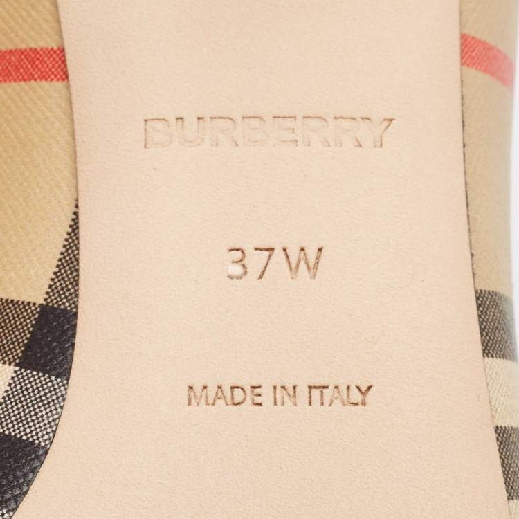 Pre Owned Burberry Beige Vintage Check Pointed Toe Pumps Size 37