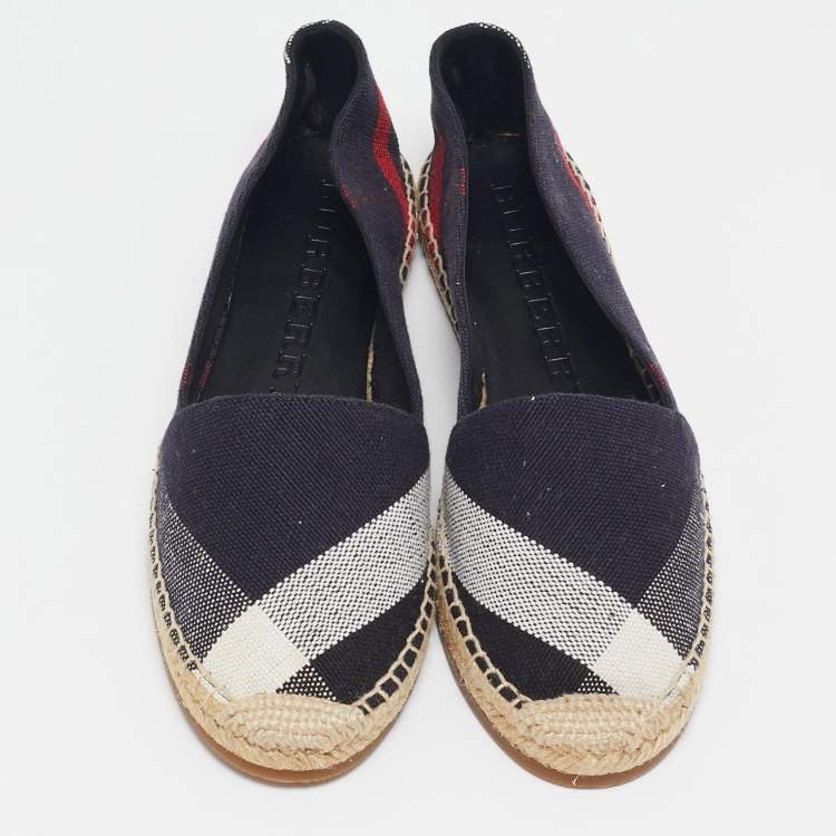 Pre Owned Burberry Multicolor Canvas Hodgeson Espadrille Flats Size 38