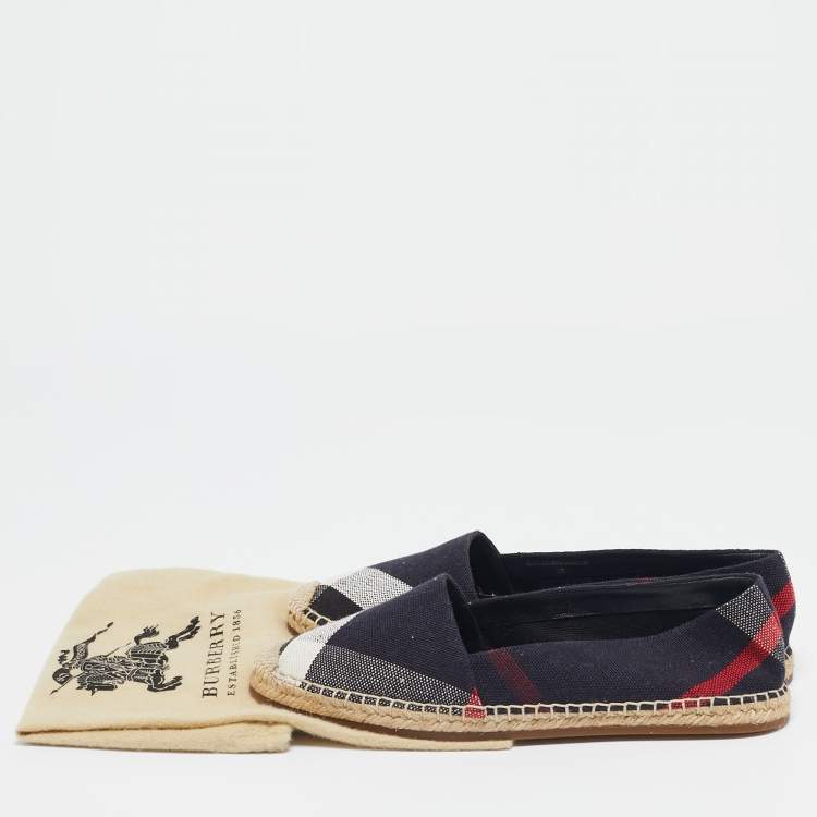 Pre Owned Burberry Multicolor Canvas Hodgeson Espadrille Flats Size 38