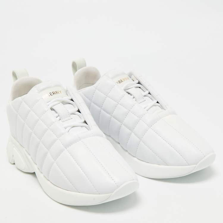 Pre Owned Burberry White Quilted Leather TNR Classic Sneakers Size 37