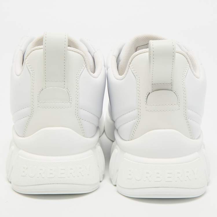 Pre Owned Burberry White Quilted Leather TNR Classic Sneakers Size 37