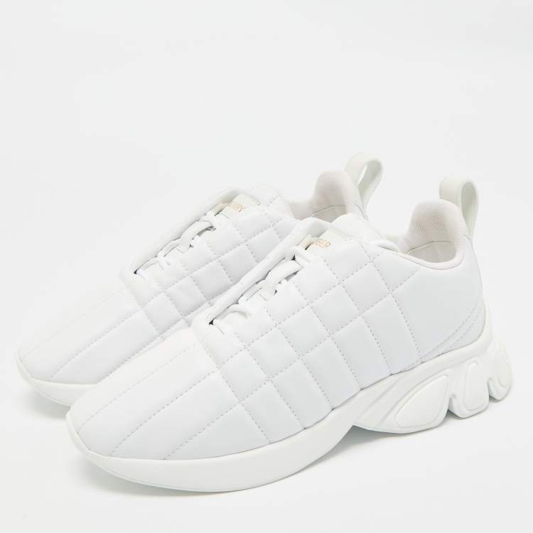 Pre Owned Burberry White Quilted Leather TNR Classic Sneakers Size 37