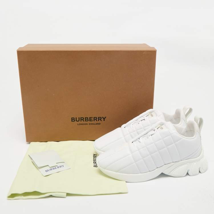 Pre Owned Burberry White Quilted Leather TNR Classic Sneakers Size 37