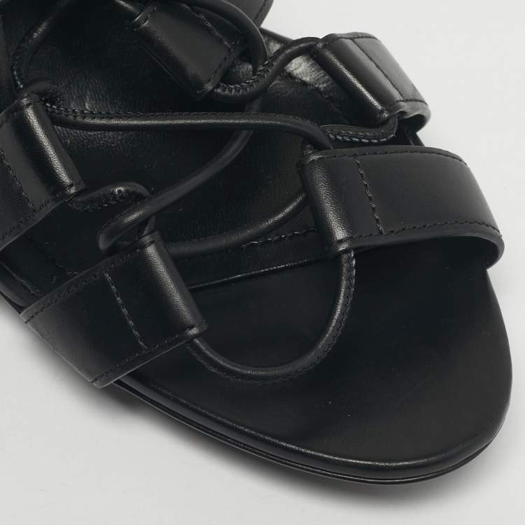 Pre Owned Burberry Black Leather Gladiator Stiletto Heel  Sandals Size 37.5