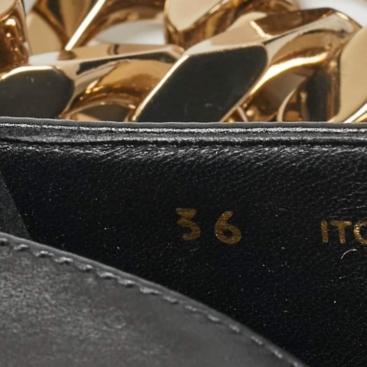 Pre Owned Burberry Black Leather Brierfield Chain Pumps Size 36