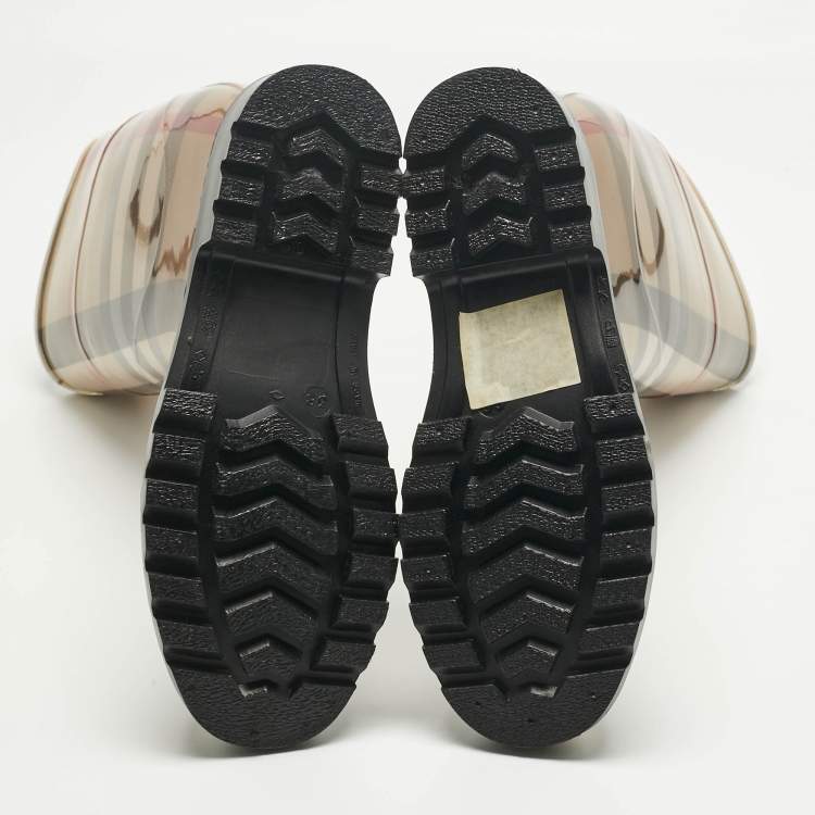 مملوكة مسبقًا Burberry Beige PVC House Check Rain Boots Size 38