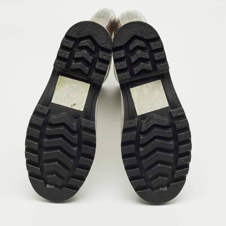 Pre Owned Burberry Grey/Brown PVC Rain Boots Size 37