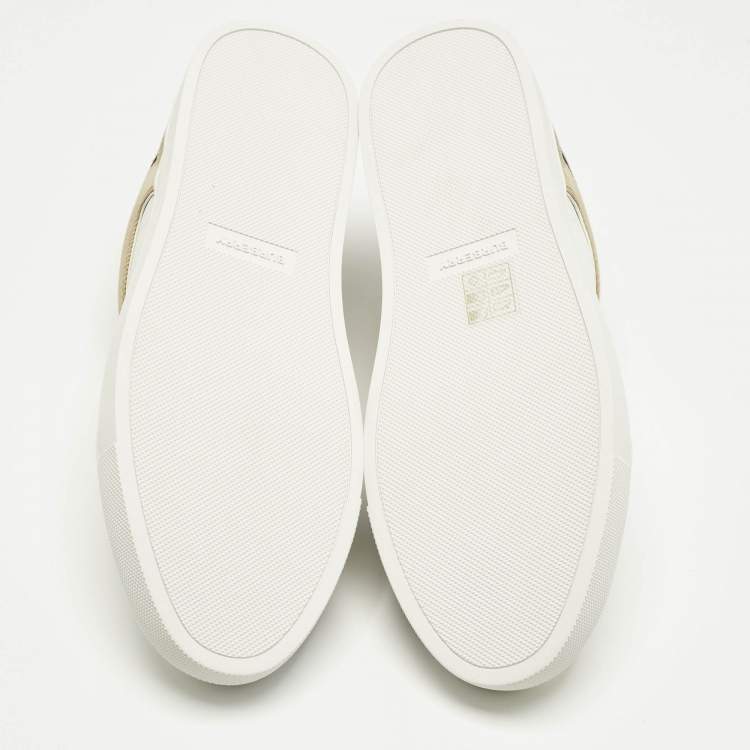 Pre Owned Burberry Beige Nova Check Canvas And White Leather Lace Up Sneakers Size 41