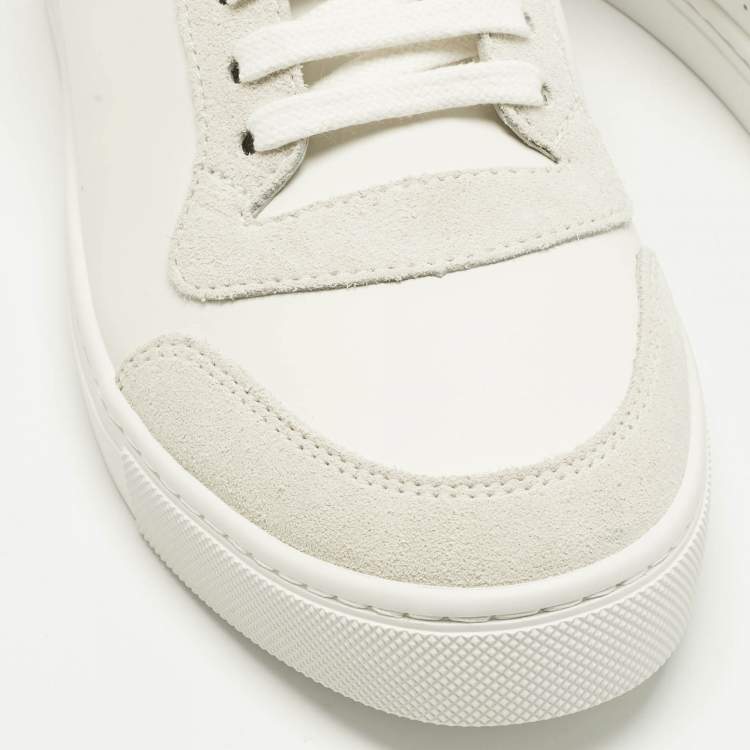 Pre Owned Burberry Beige Nova Check Canvas And White Leather Lace Up Sneakers Size 41
