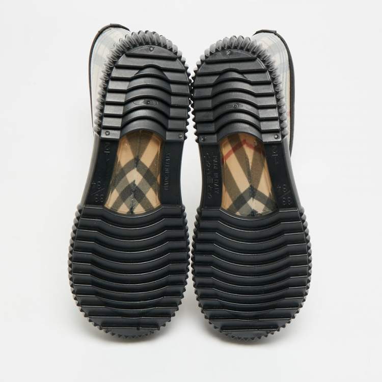 Pre Owned Burberry Salamanc2 Size 34 Beige House Check Rubber Rain Boots