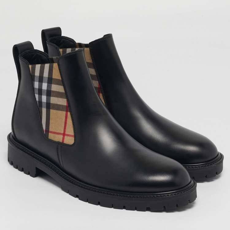 مملوكة مسبقًا Burberry Chelsea Size 41 Black Leather Ankle Length Boots