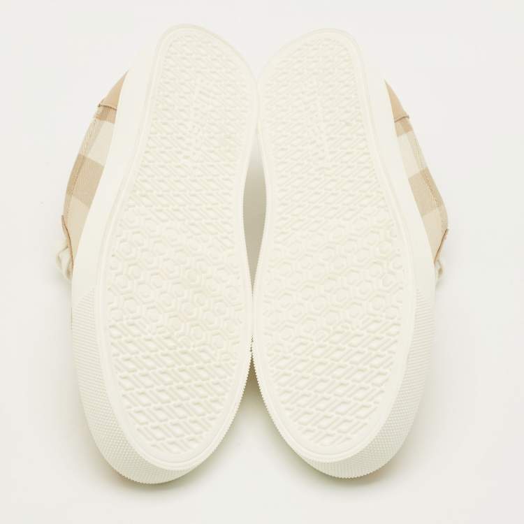مملوكة مسبقًا Burberry Nova Check Size 36 Beige Canvas and Leather Low Top Sneakers