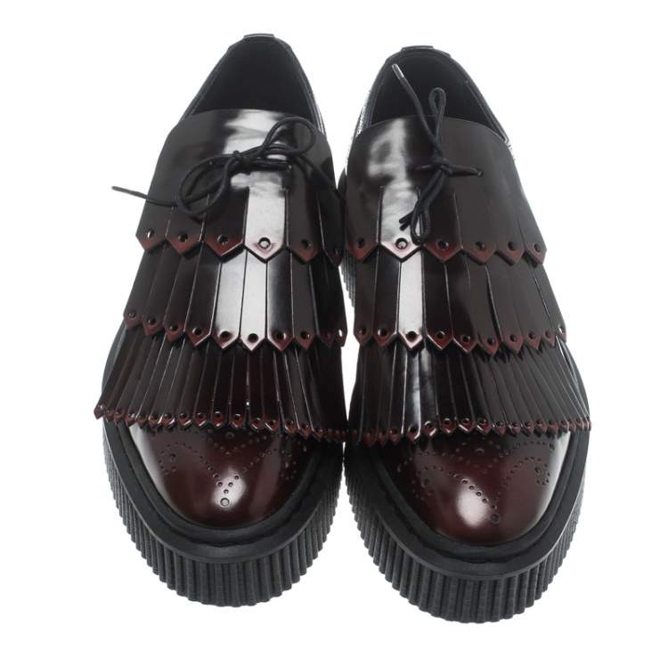 Pre Owned Burberry Two Tone Brogue Leather Chelsam Lace Up Platform Oxfords Size 40